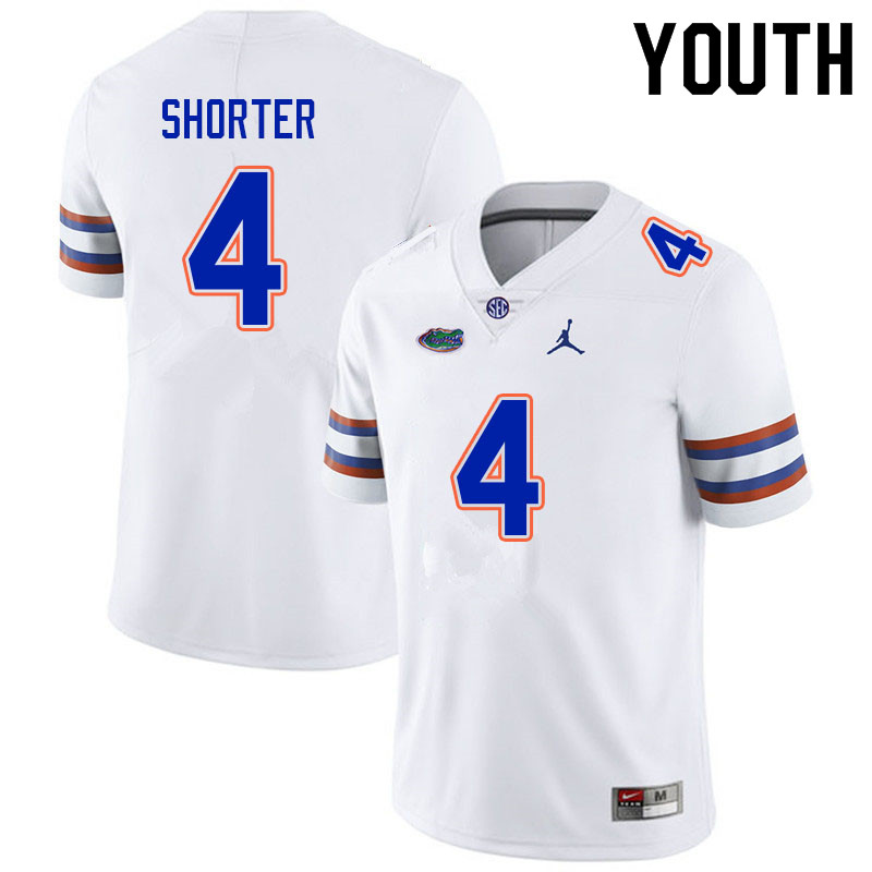 Youth #4 Justin Shorter Florida Gators College Football Jerseys Sale-White - Click Image to Close